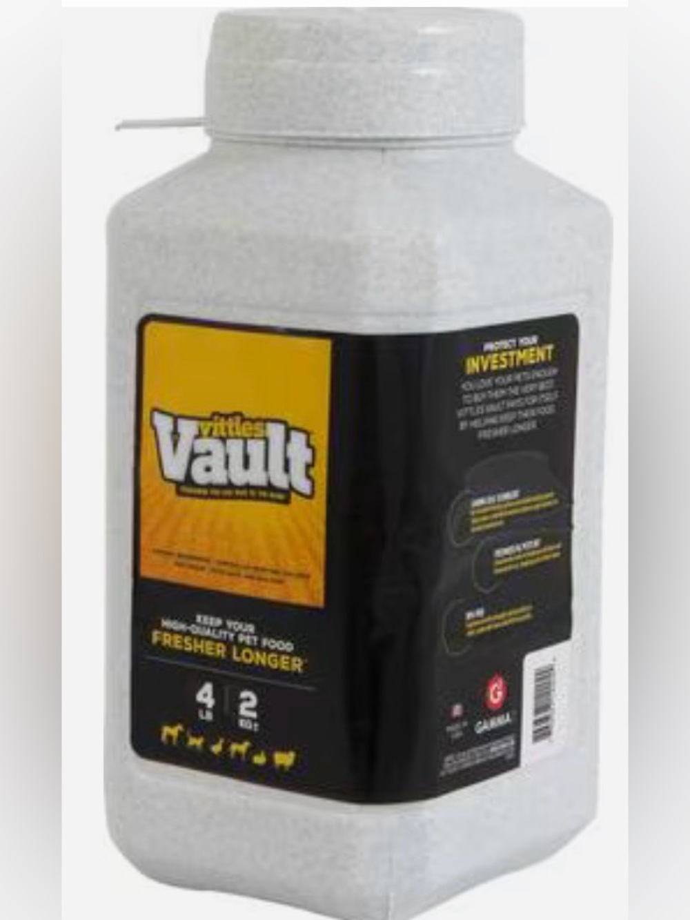 Gamma2 Vittles Vault Pet Food Storage, White, 4-6-lb